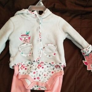 NWTs Little Beginnings 3 PC set jacket onsie pants
